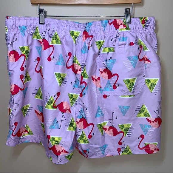 George Flamingo Swim Trunks, Purple Flamingo Print, XL, Like New - Picture 2 of 8